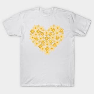 Golden Flower Heart (white background) T-Shirt